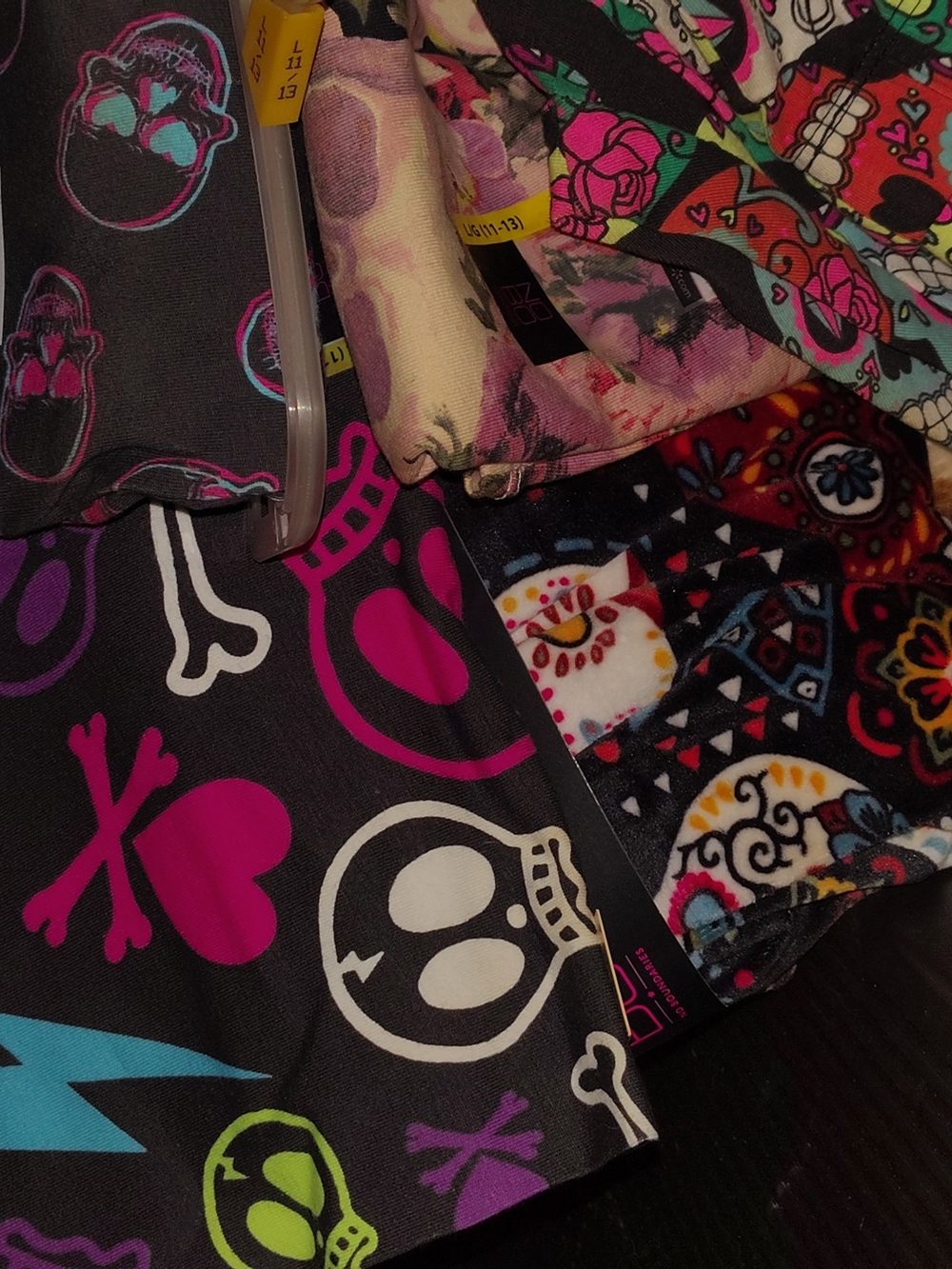 Girls' Black & Pink Skull Print Kit X 5 Large